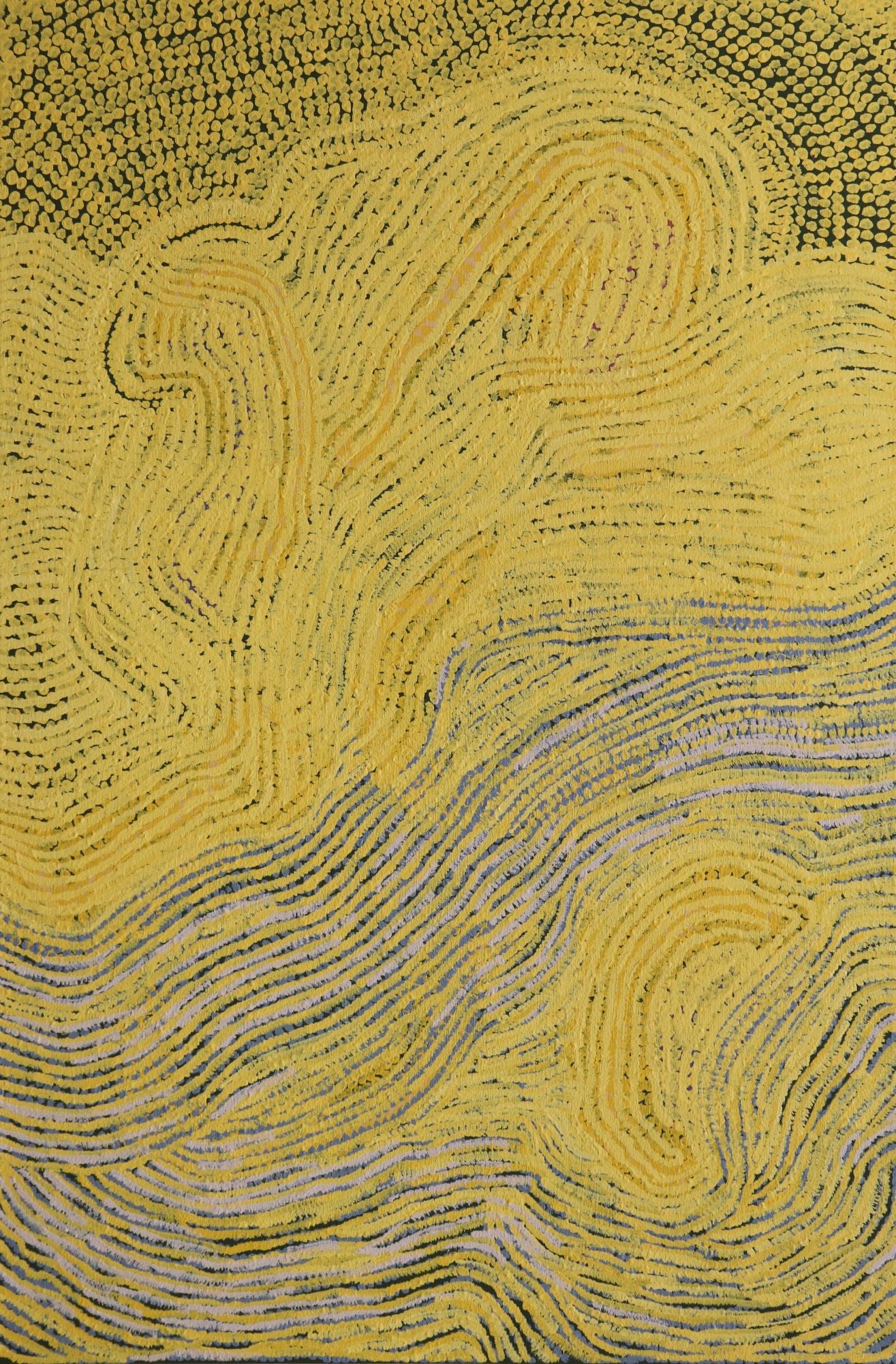 169-25 Reflections of Eucalyptus, Mulla Mulla and Wild Borage along the Tanami. 90 x 60 Acrylic on Canvas