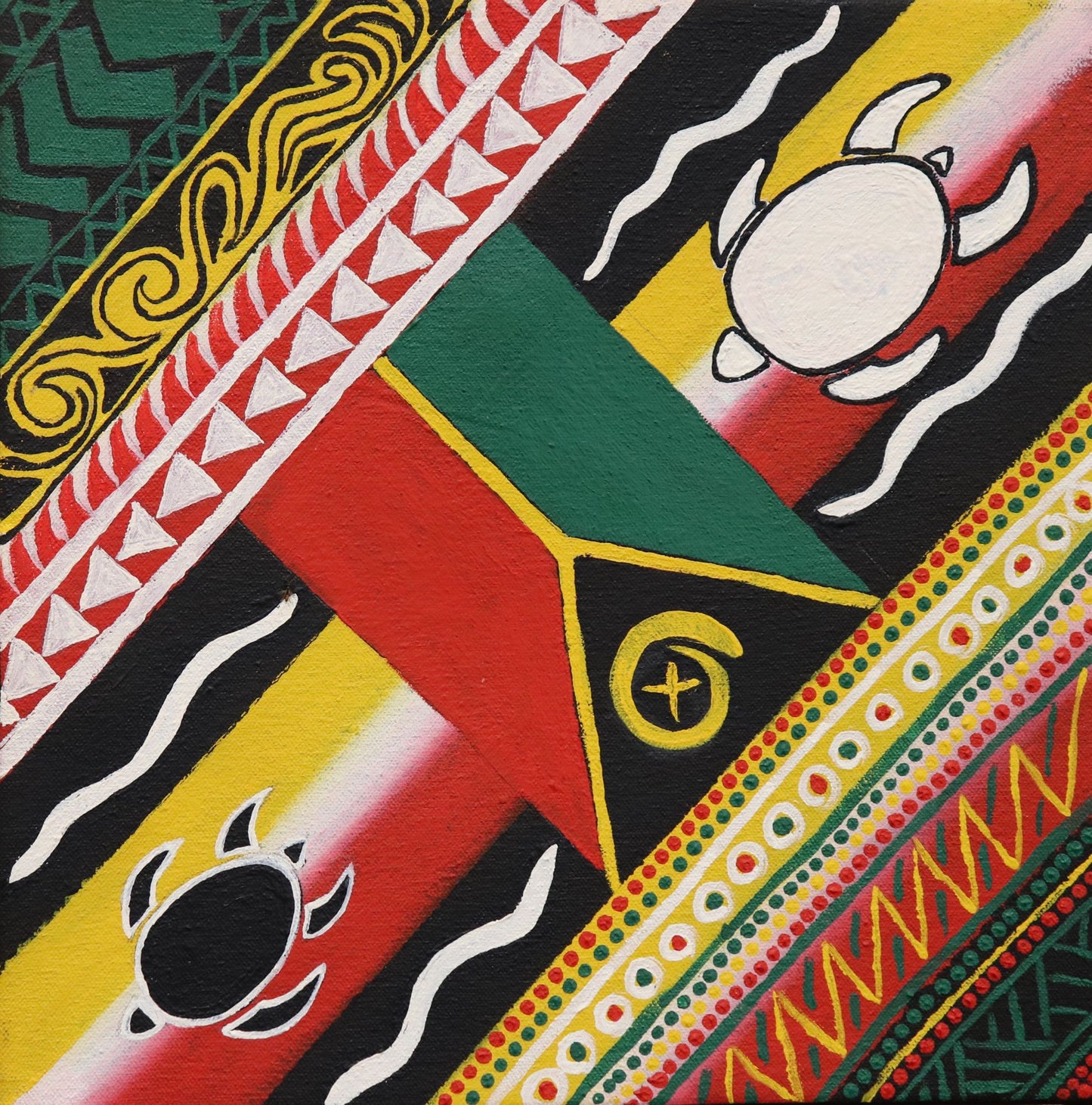 261-25 Two Cultures Joined by Sea and Family. 30 x 30 Acrylic on Canvas