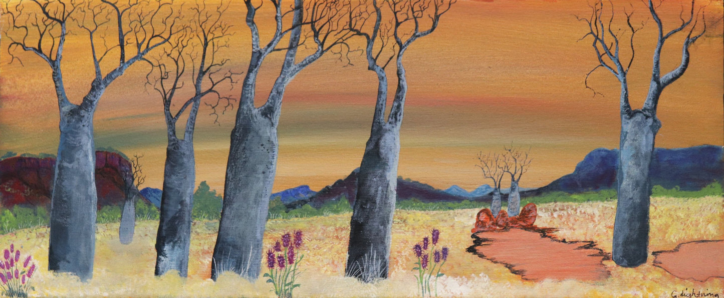 329-25 Kimberley Boab Tree. 70 x 30 Acrylic on Canvas