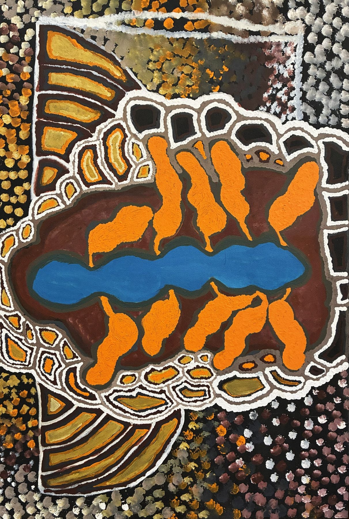 48-22 Cooking Up Bush Potatoes. 90 x 60 Acrylic on Canvas