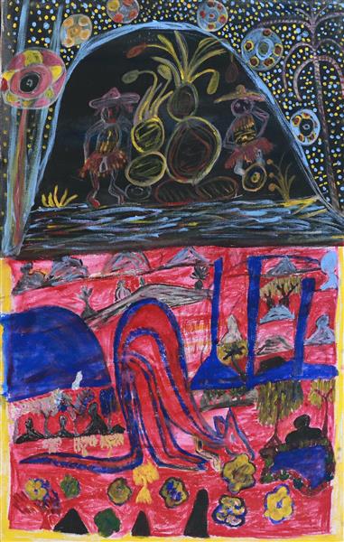 84-22 Mother's Country - Old Flora Valley Station - Wungu. 70 x 45 Acrylic on Canvas