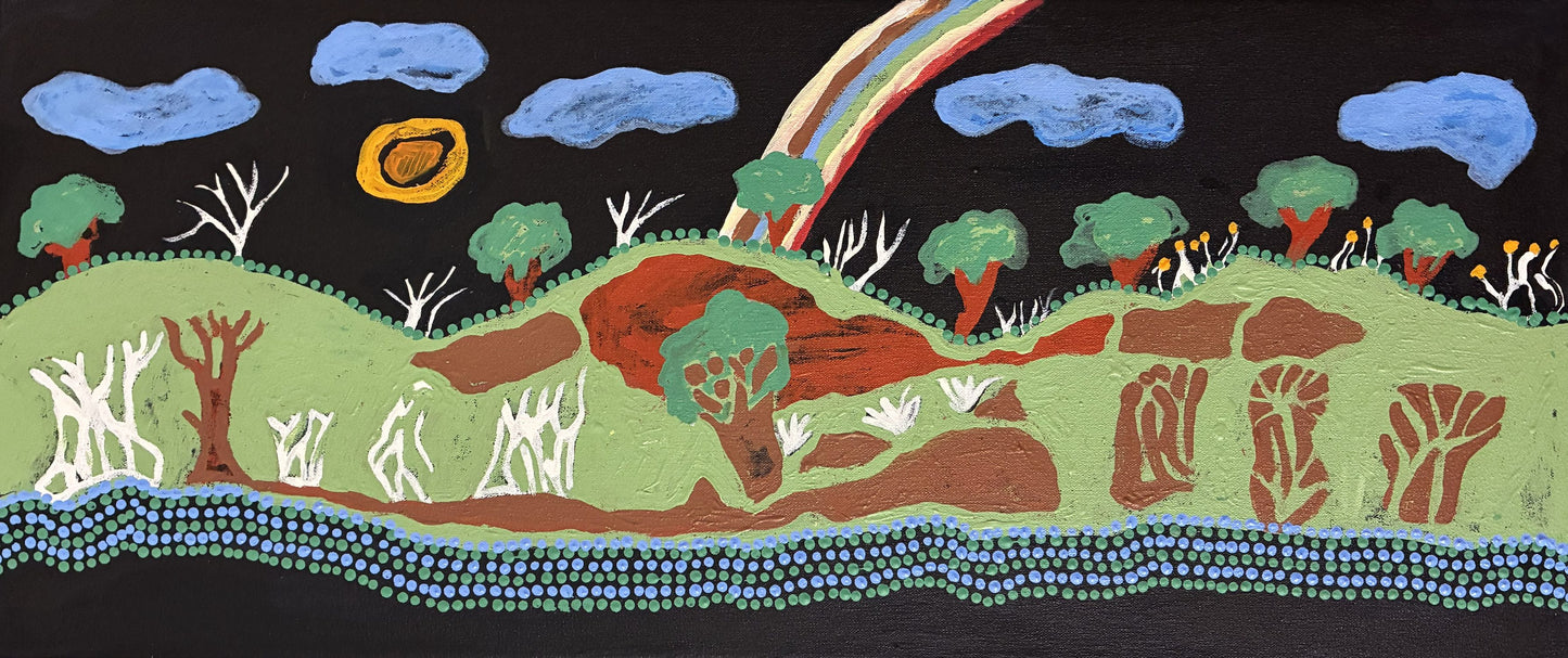5-26 Kimberley Wet Season - Land, Waterways and Skies. 70 x 30 Acrylic on Canvas