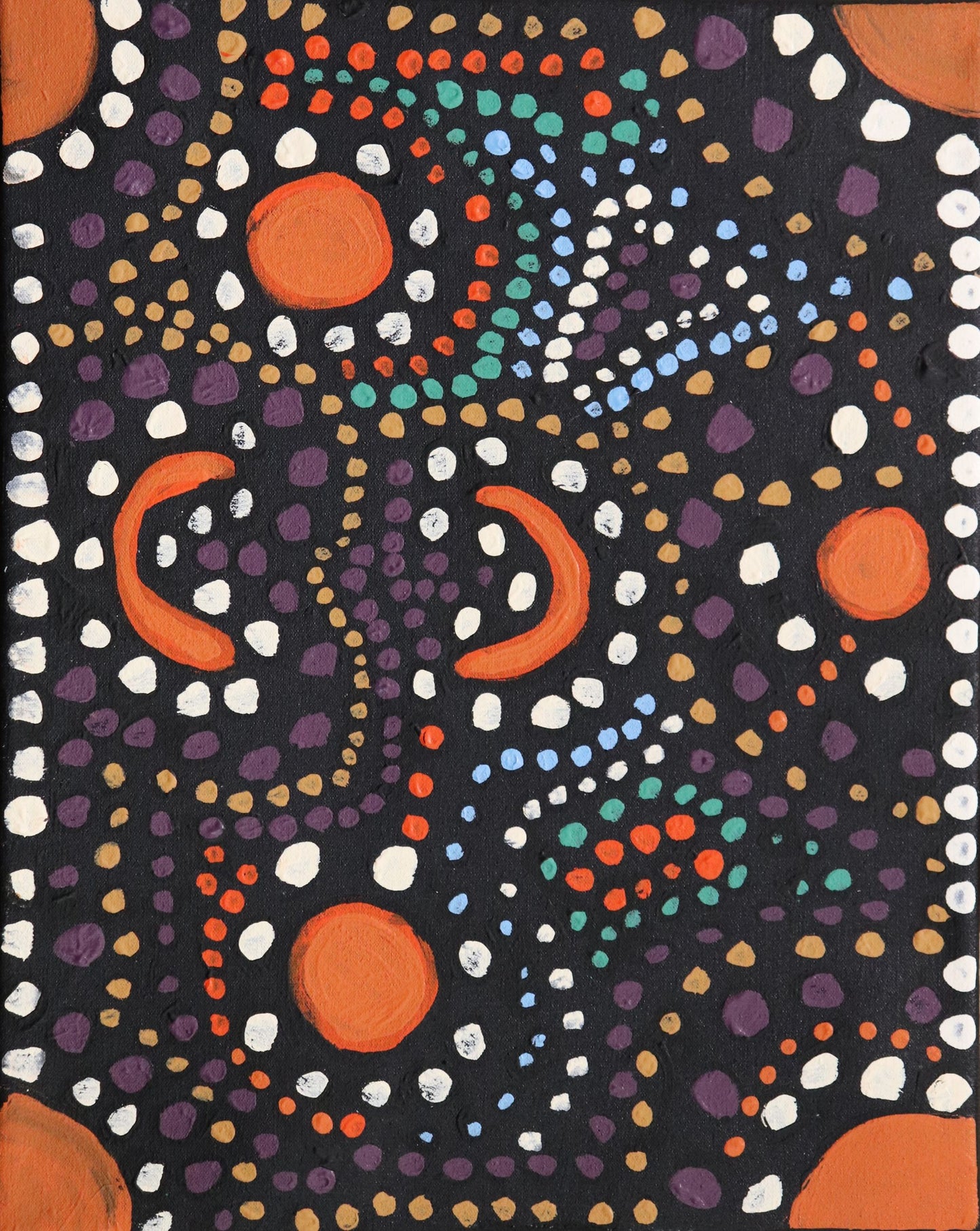 91-26 Marks and Patterns of Ceremony and Story Telling. 40 x 50 cm acrylic on canvas