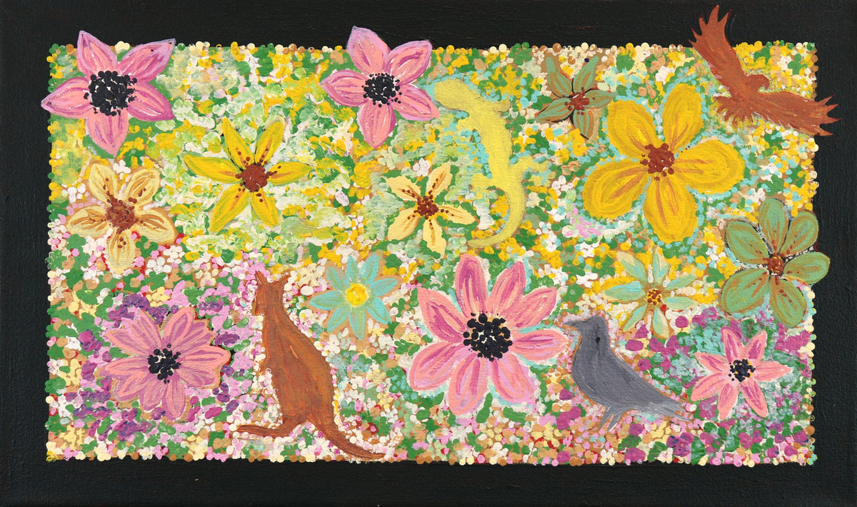 459-26 Wildflowers After the Big Wet - Gija Country. 50x30cm acrylic on canvas