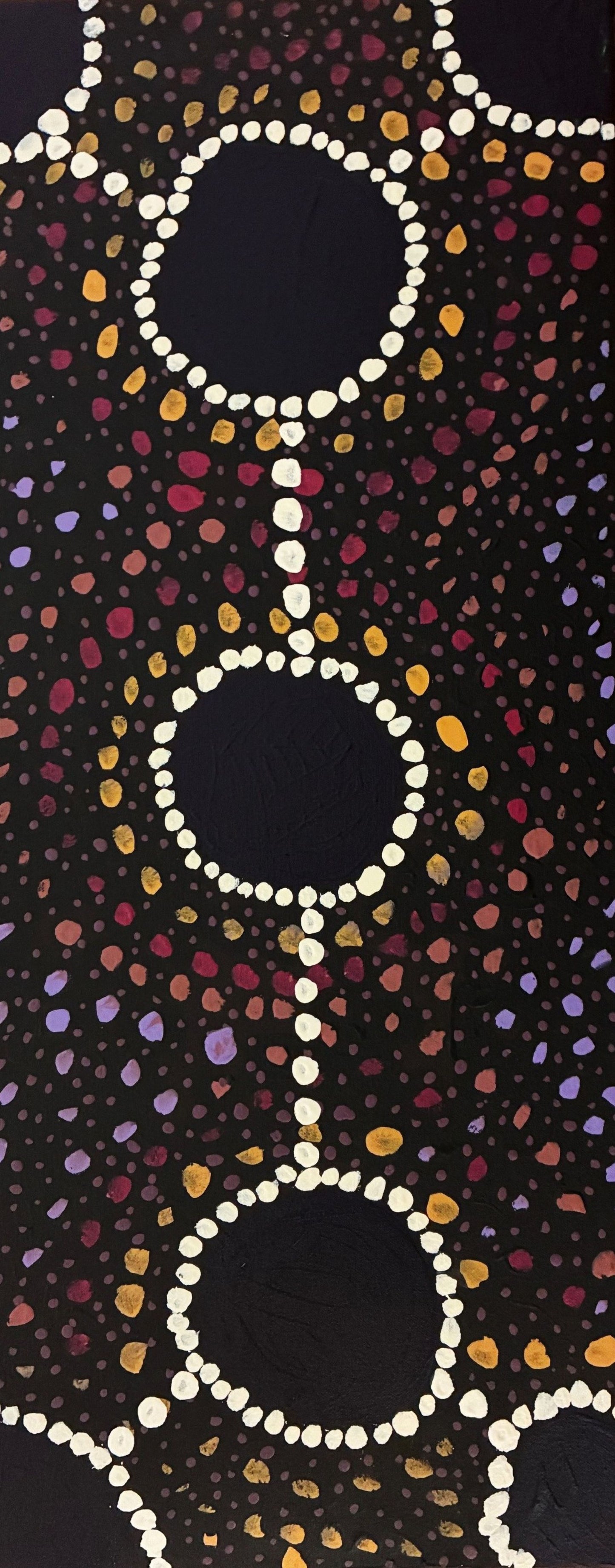 315-25 Marks and Patterns of Ceremony and Story Telling. 70 x 30cm. Acrylic on Canvas