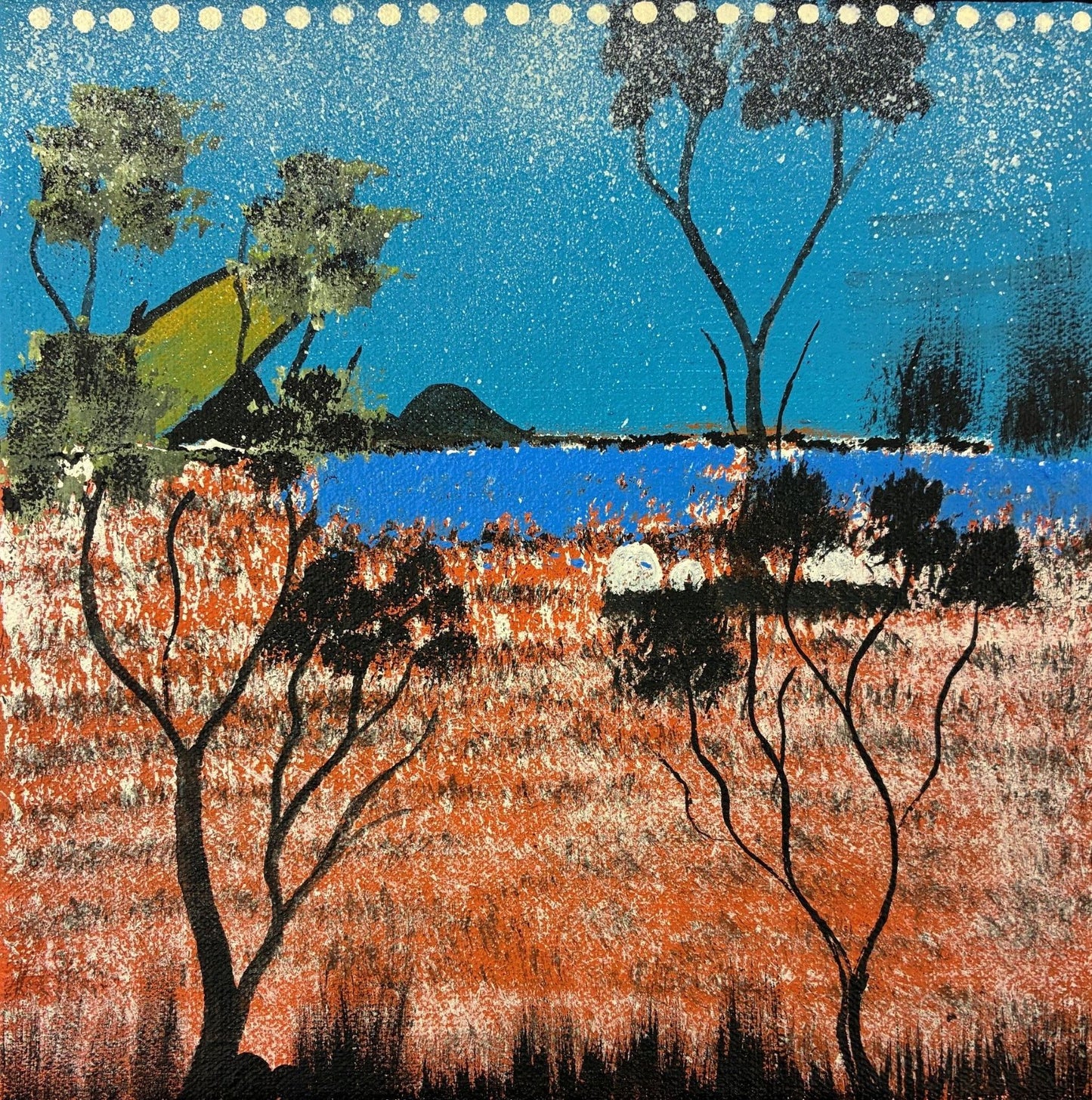 166-26 Louisa Downs Station - My country is always with me. 20x20cm acrylic on canvas