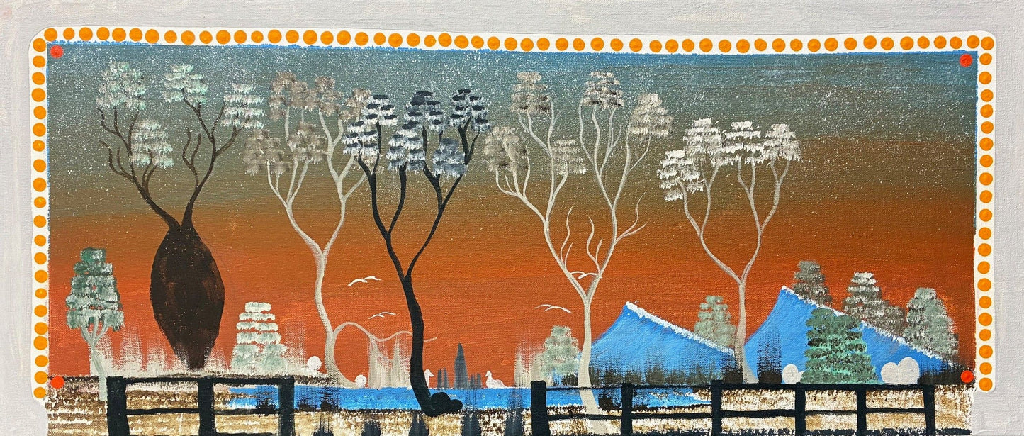 95-26 Louisa Downs Station - Sunset Memories. 70 x 30 cm acrylic on canvas