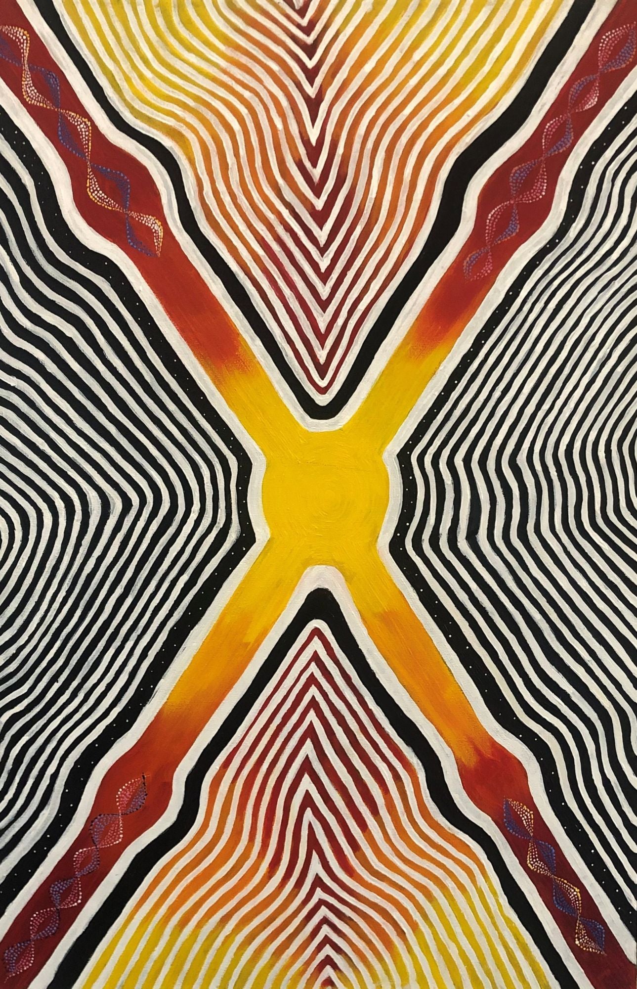 109-25 Fire and Rain - dry and wet seasons on country. 90 x 60 Acrylic on Canvas