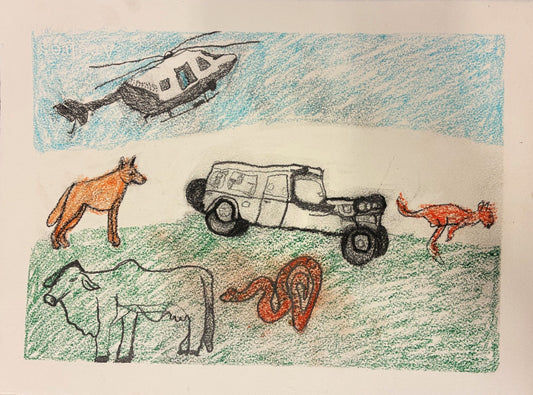 158-26 Helicopter over Country. 28x38cm pencil on paper