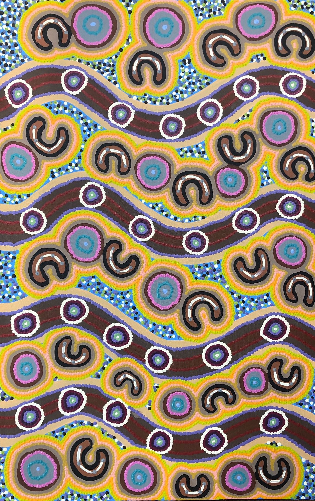 129-25 Salty Bore Bililuna. 70 x 45 Acrylic on Canvas