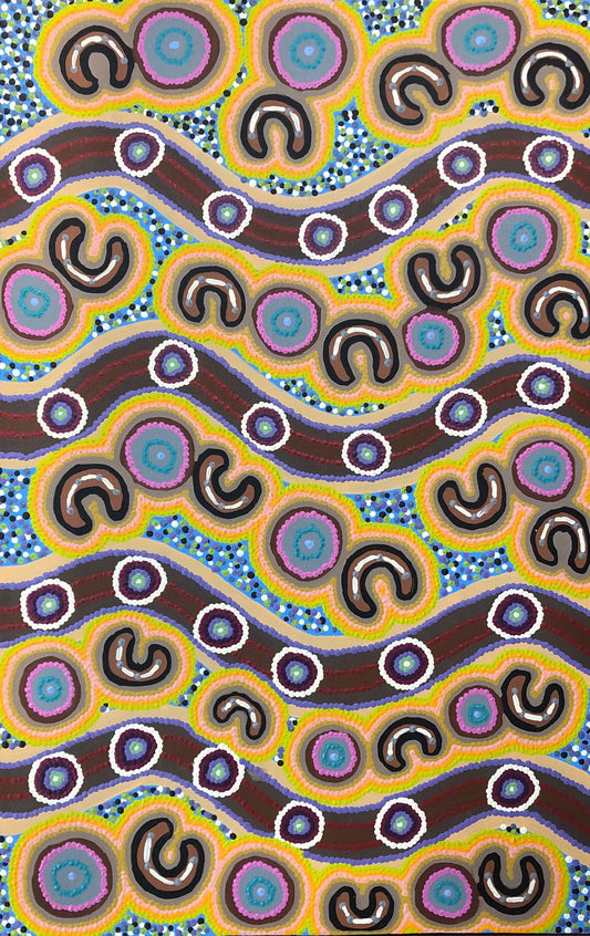 129-25 Salty Bore Bililuna. 70 x 45 Acrylic on Canvas