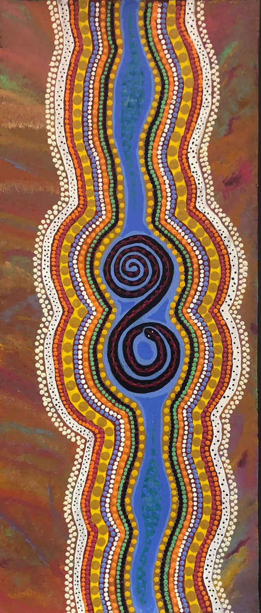 136-23 Snake Dreaming. 70 x 30 Acrylic on Canvas