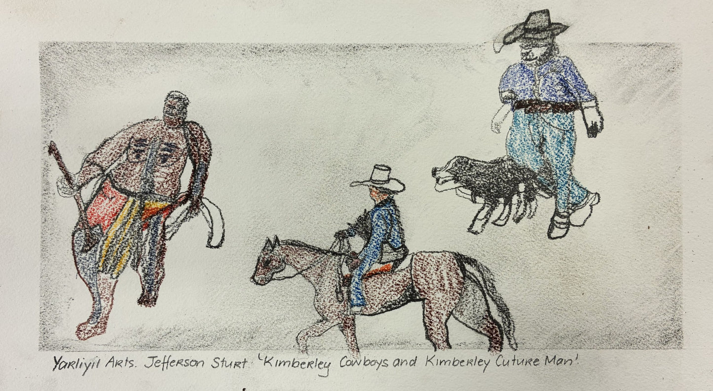 183-26 Kimberley Cowboys and Kimberley Culture Man. 21x38cm pencil on paper