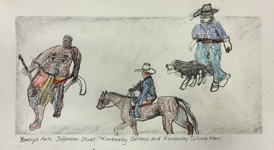 183-26 Kimberley Cowboys and Kimberley Culture Man. 21x38cm pencil on paper