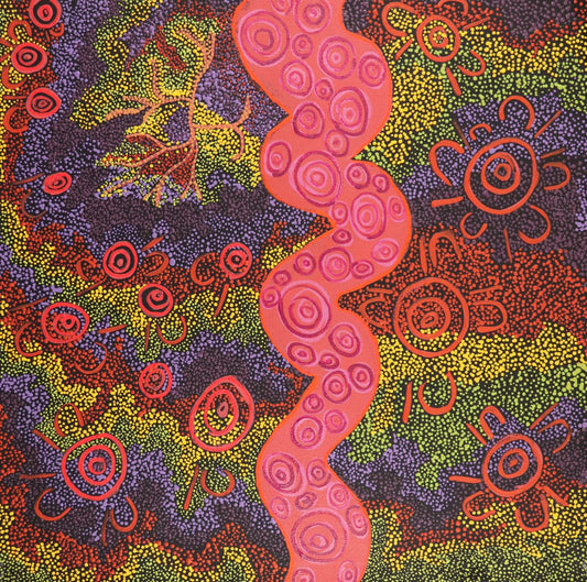 201-26 Searching for Sand Frogs in the Dunes. 50x50cm acrylic on canvas
