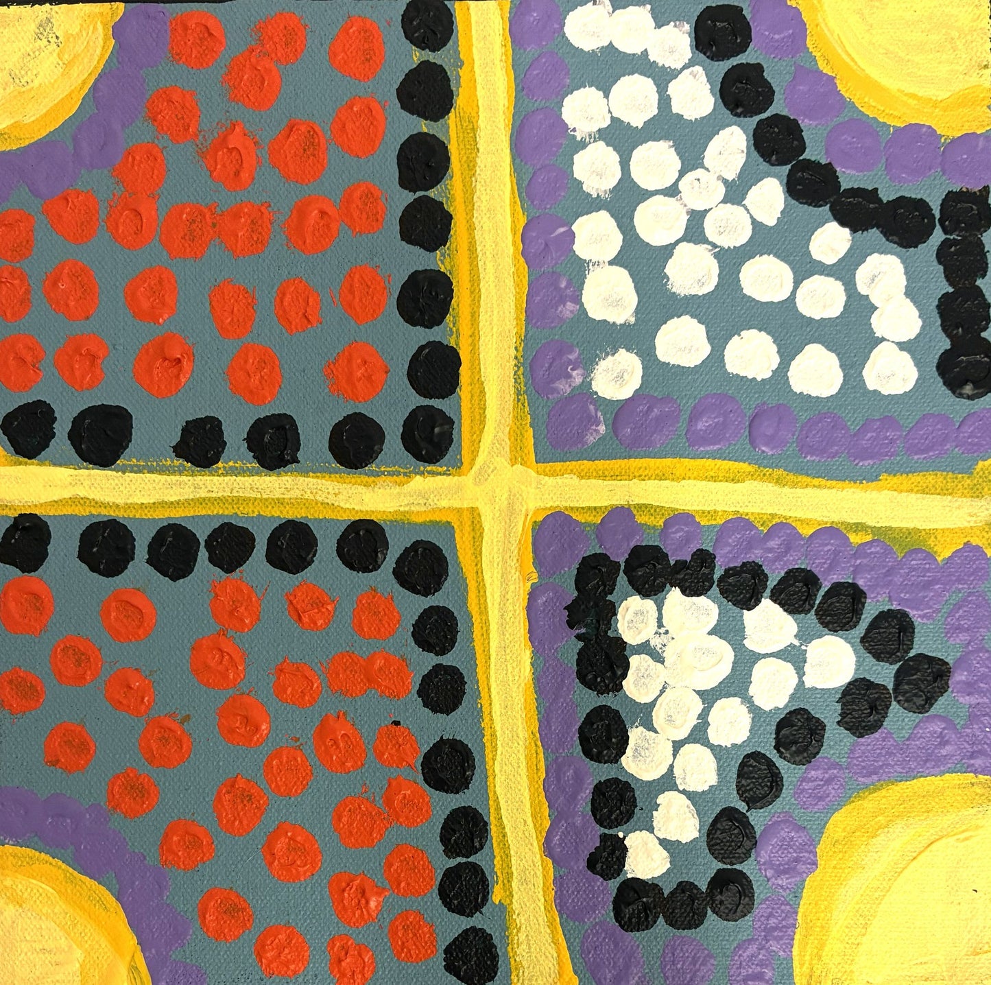 224-26 Marks and Patterns of Ceremony and Story Telling. 20x20cm acrylic on canvas