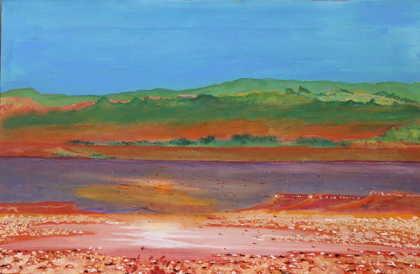 248-25 Two Landscapes - Gija and Jaru Country. 90 x 60 Acrylic on Canvas