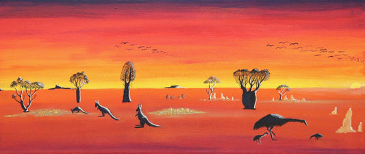 25-26 Lake Stretch - Hunting and Gathering Place. 70 x 30 Acrylic on Canvas