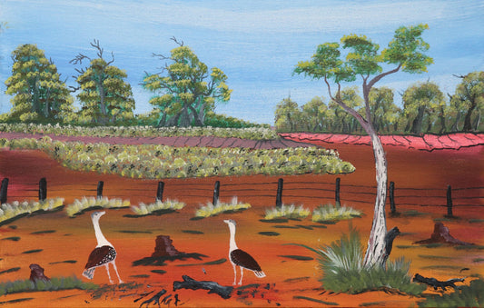 281-25 Bililuna Country - Hunting Bush Turkeys. 70 x 45 Acrylic on Canvas