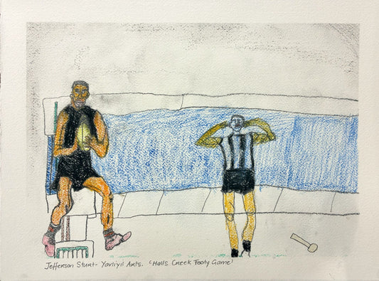 309-26 Halls Creek Footy Game. 28 x 38cm Pencil/Pen on Archival Paper