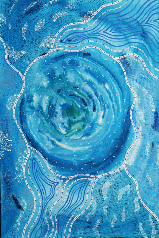 55-26 Garrwarri - Flowing Waters. 90x60cm acrylic on canvas