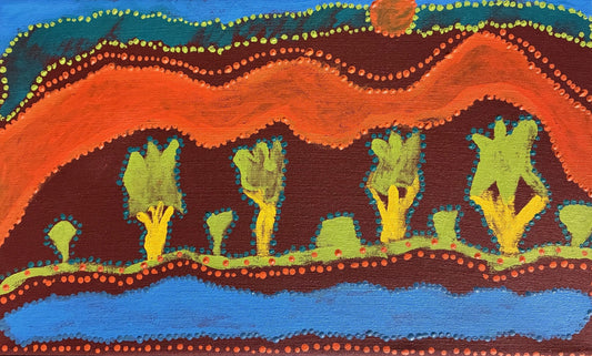 69-26 Kimberley Wet Season - Land, Waterways and Skies. 50 x 30 cm acrylic on canvas