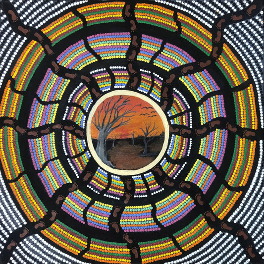 93-24 Lake Stretch - Hunting and Gathering Place. 50 x 50 Acrylic on Canvas