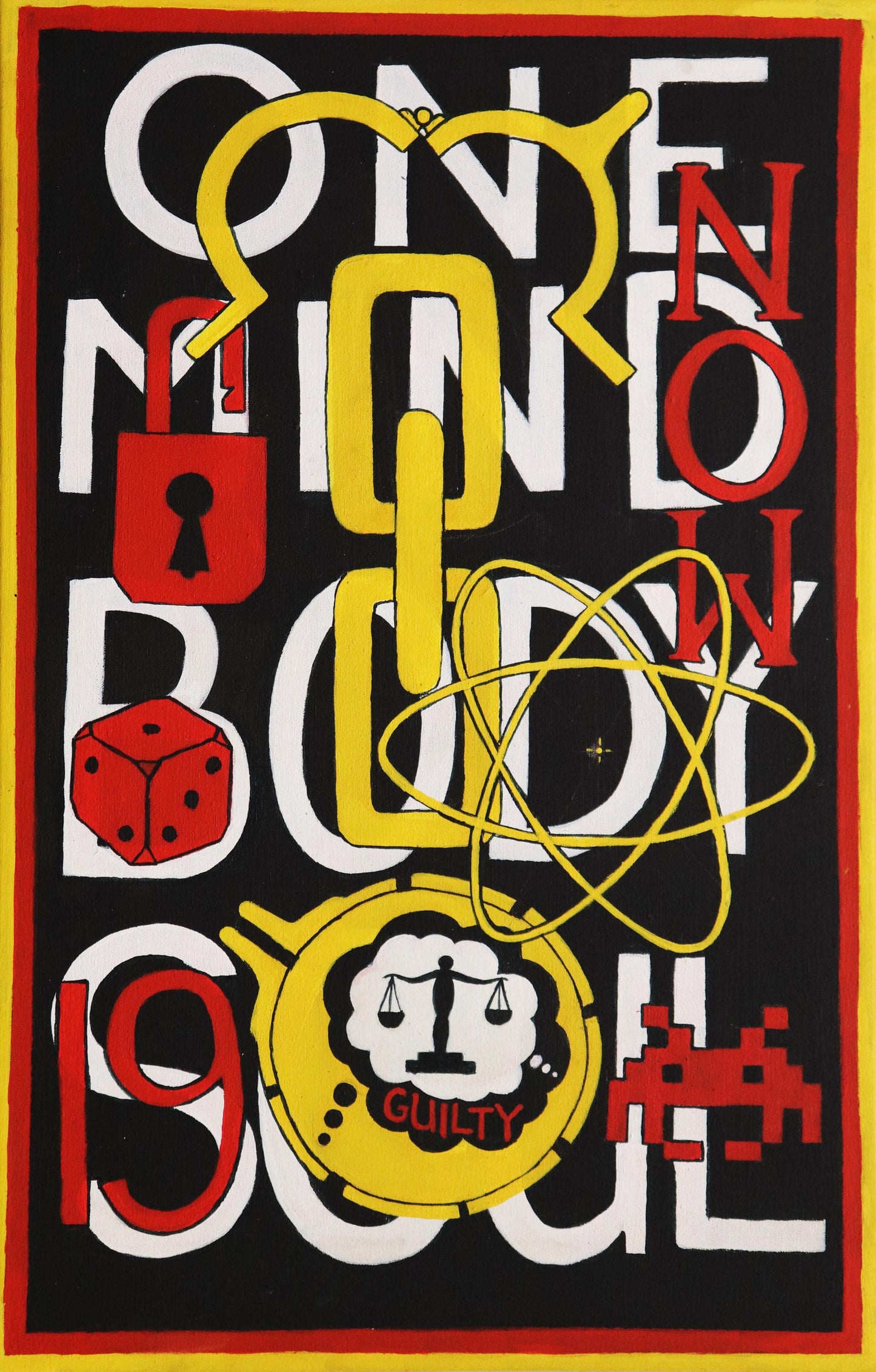 309-25 Blind Justice. 45cm x 70cm. Acrylic on canvas