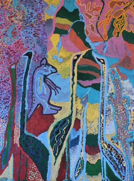 196-16 Billabong Story. 121 x 91 cm acrylic on canvas