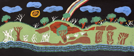 5-26 Kimberley Wet Season - Land, Waterways and Skies. 70 x 30 Acrylic on Canvas