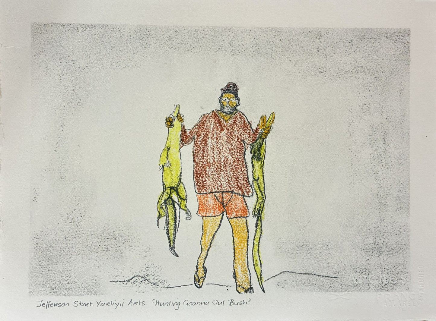 250-26 Hunting Goanna out bush. 28 x 38cm Pencil/Pen on Archival Paper
