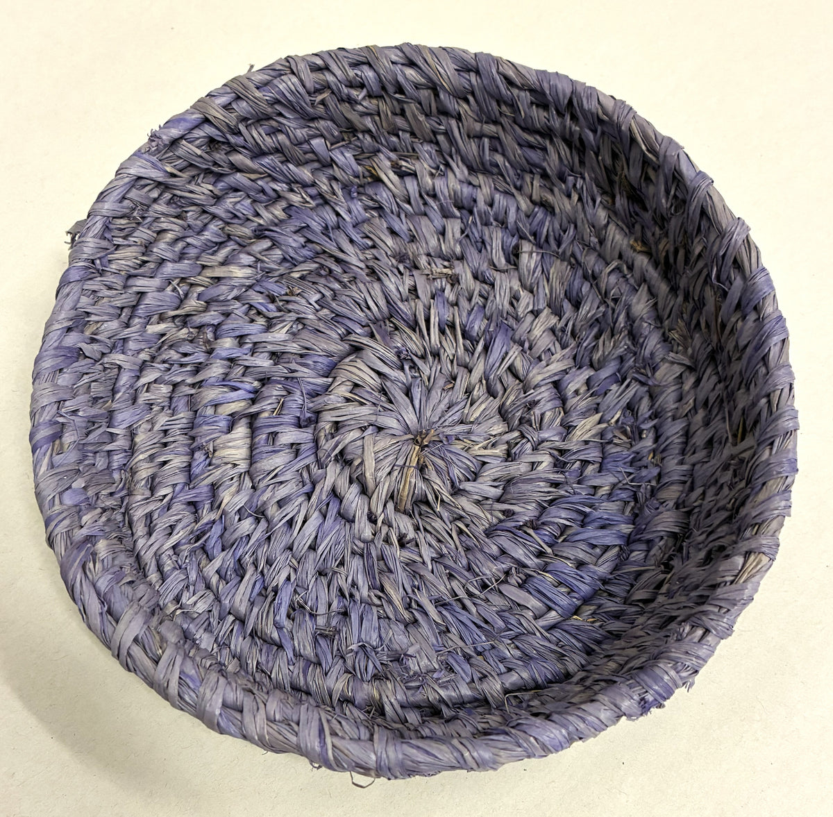 315-26 Hand Woven Basket. 18cm diameter, natural fibres and dyes.