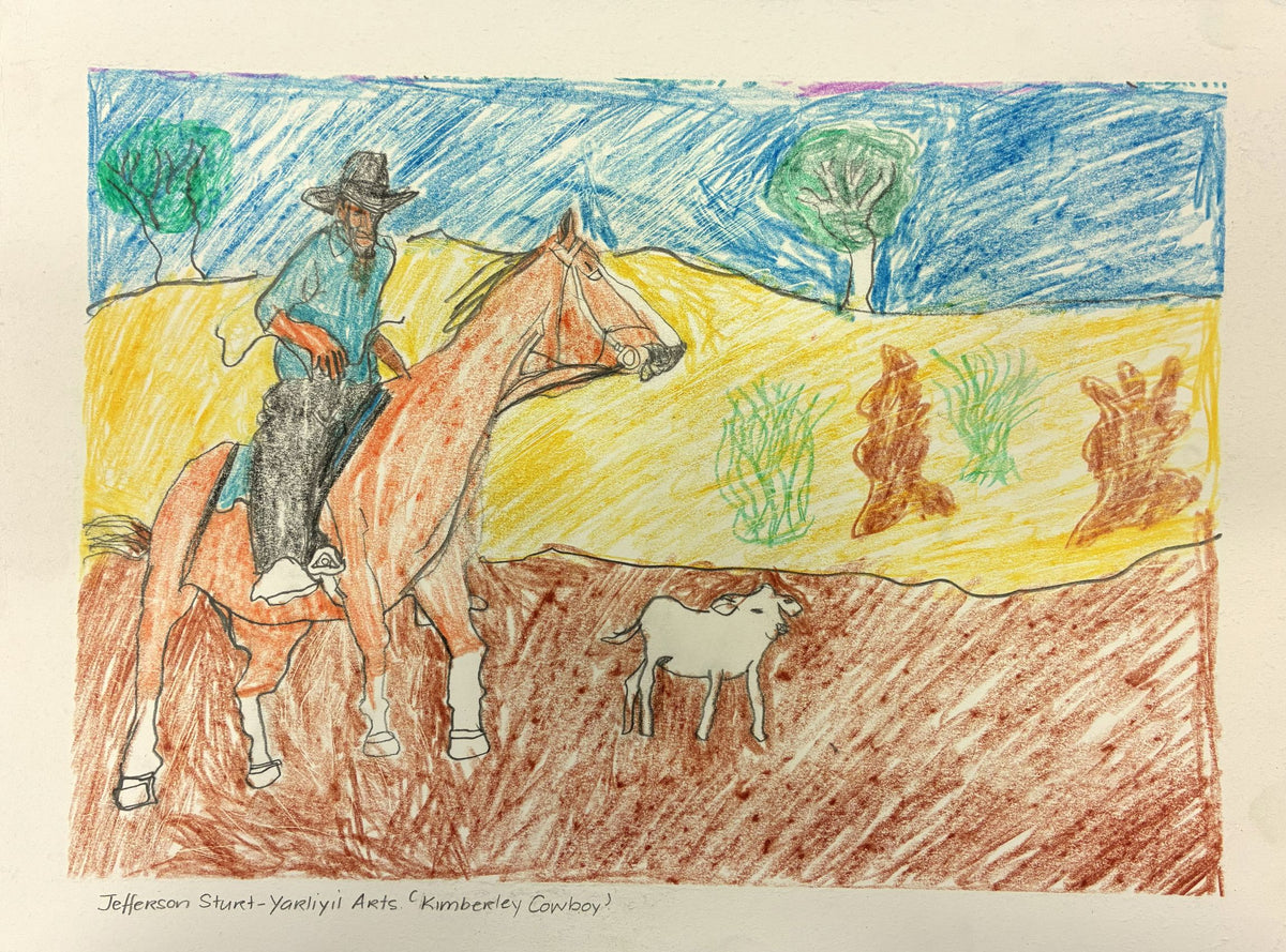 399-26 Kimberley Cowboy. 30 x 42cm Pencil/Pen on Archival Paper