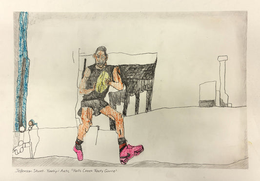401-26 Halls Creek Footy Game. 30 x 42cm Pencil/Pen on Archival Paper