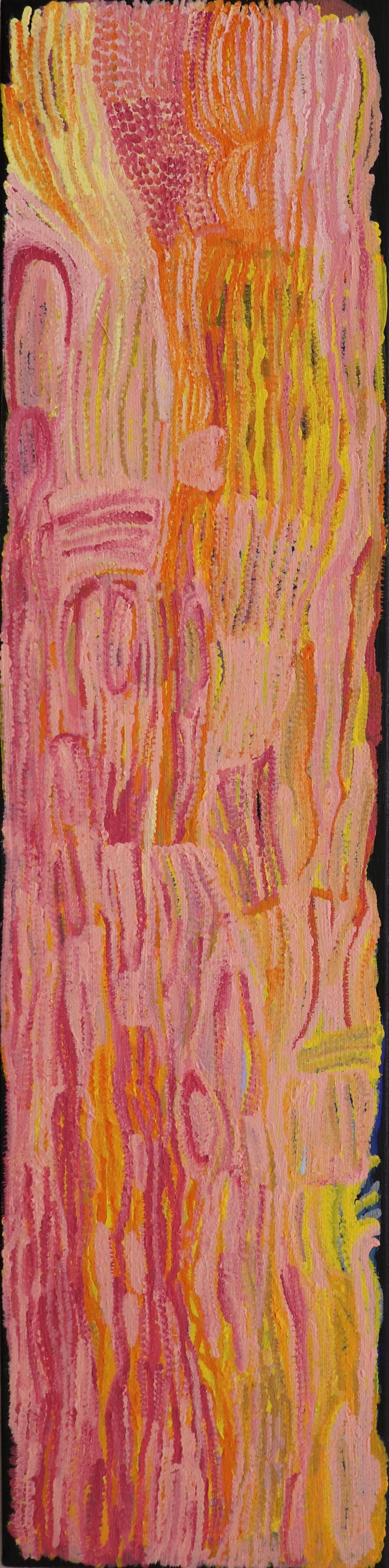 72-26 Wattle and Mulla Mulla on the Tanami. 122 x30 cm acrylic on linen