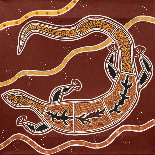 71-26 Goanna Story. 50 x 50 cm acrylic on canvas