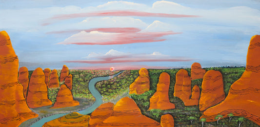 76-26 Purnululu (Bungle Bungles)  My Mothers Country. 102 x 51 cm acrylic on canvas