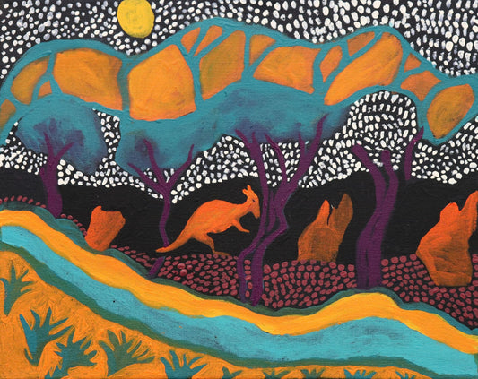 109-26 Sturt Creek  in the Evening of a Full Moon. 40x50cm acrylic on canvas