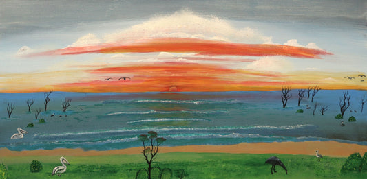 113-26 Lake Stretch - Hunting and Gathering Place. 60x120cm acrylic on canvas