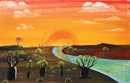 116-26 Jumulu or Jamarlu - Kimberley Boab Tree. 45x70cm acrylic on canvas