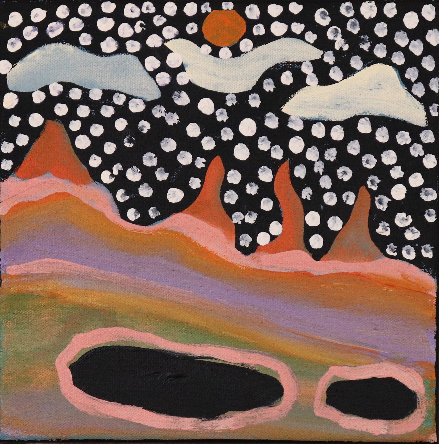 144-26 Kimberley Wet Season - Ringer Soak. 20x20cm acrylic on canvas