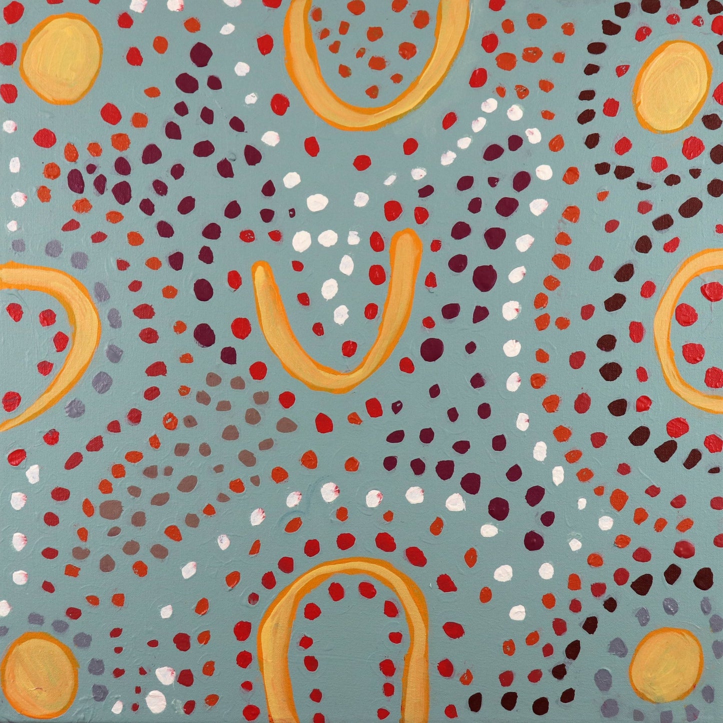 162-26 Marks and Patterns of Ceremony and Story Telling. 50x40cm acrylic on canvas
