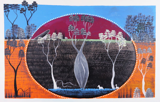182-26 Louisa Downs Station - Sunrise. 45x70cm acrylic on canvas