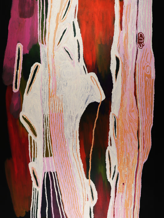 265-26  Growing up on the Georgina River with my family and two sisters. 120x90cm acrylic on canvas
