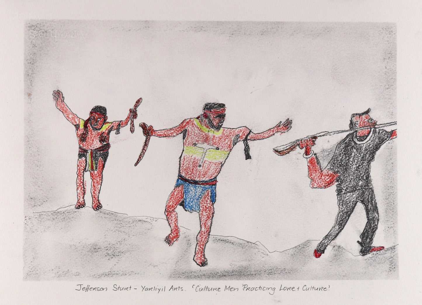 263-26 Culture Men Practicing Lore and Culture. 28 x 38cm Pencil/Pen on Archival Paper
