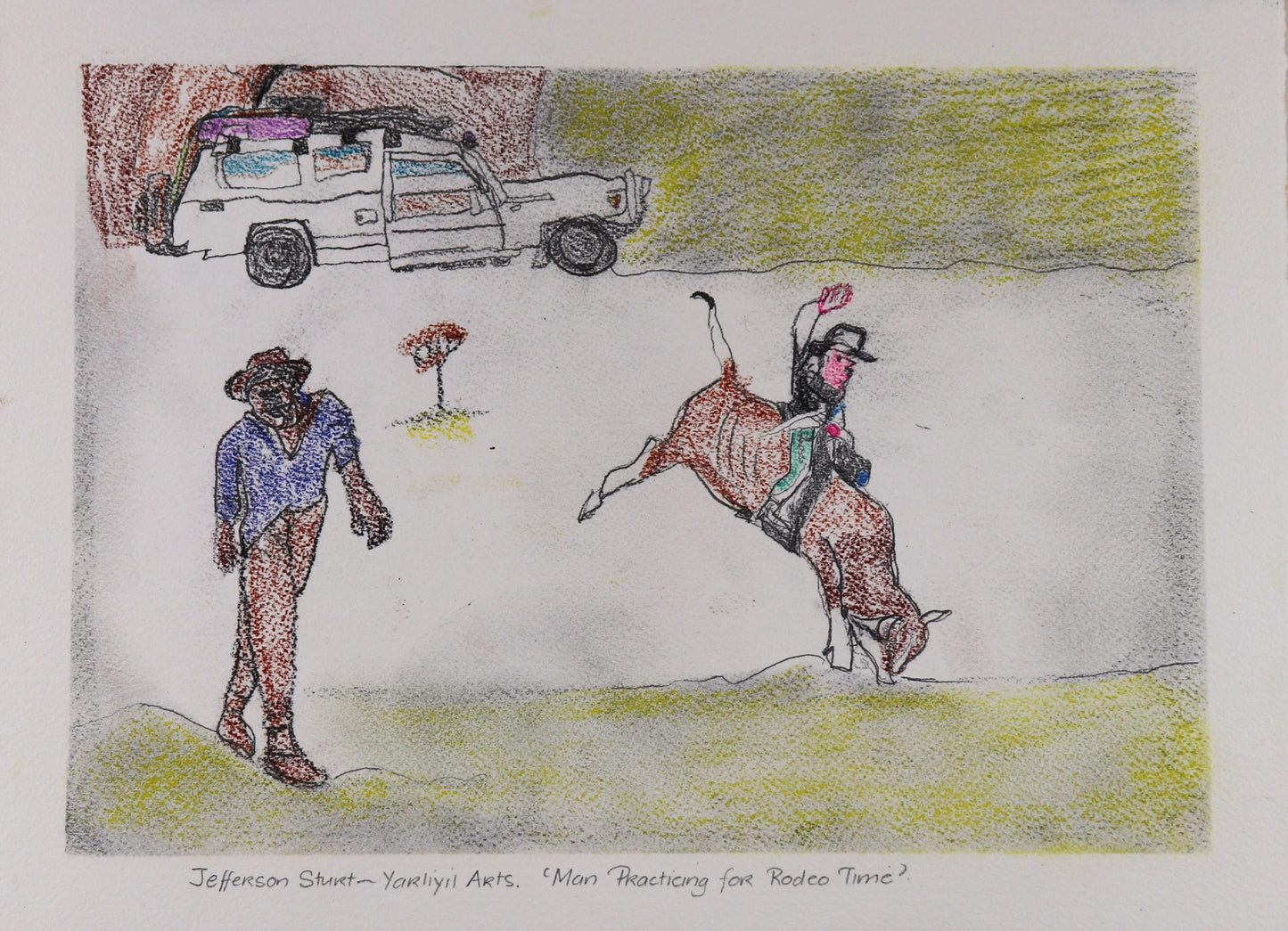 262-26 Man Practicing for Rodeo Time. 28 x 38cm Pencil/Pen on Archival Paper