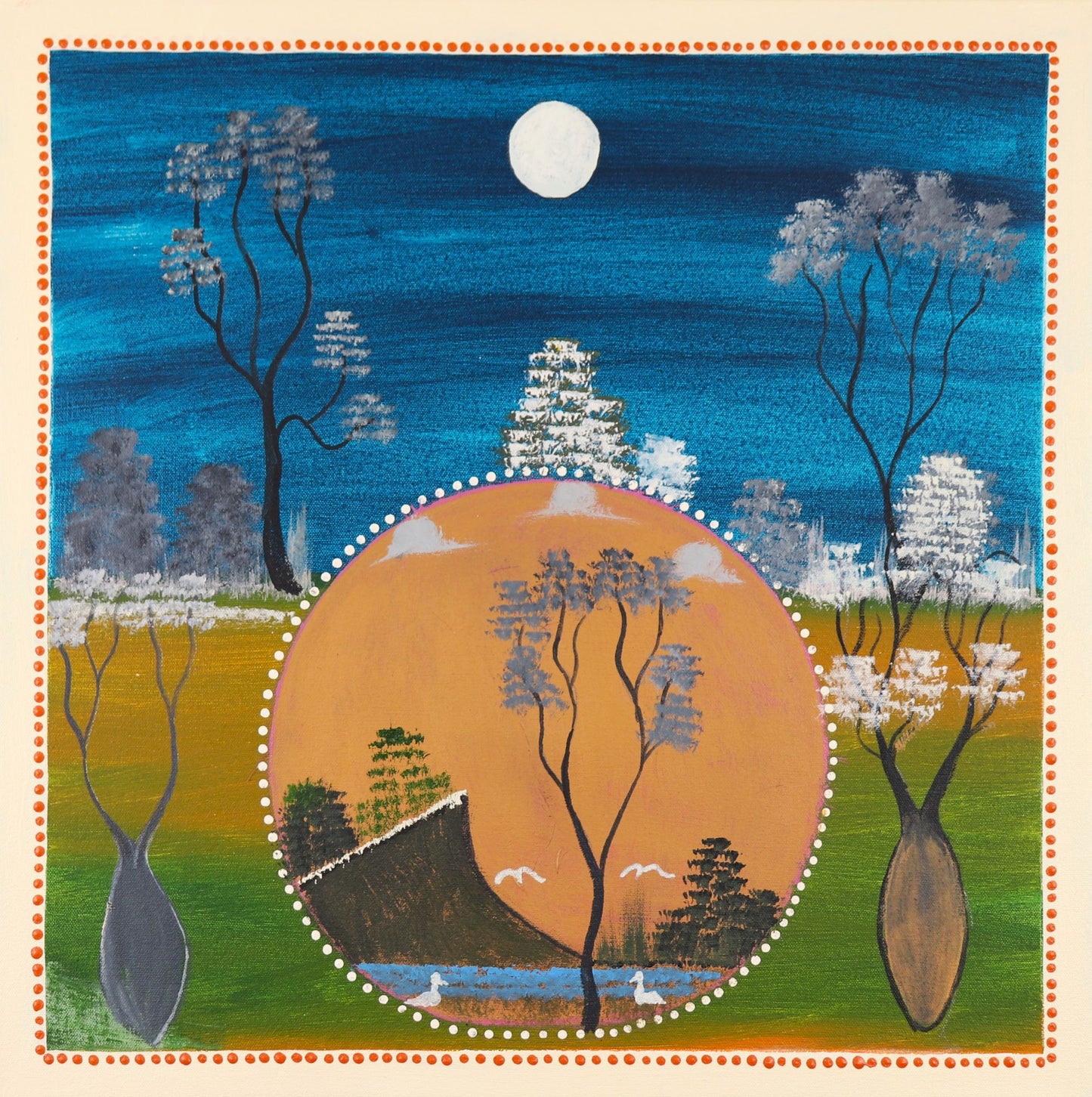 277-26 Louisa Downs Station - My country is always with me. 50x50cm acrylic on canvas