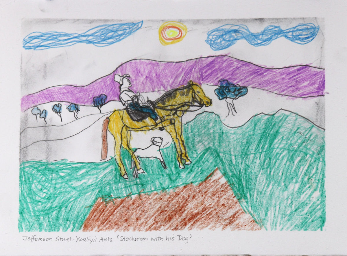 347-26 Stockman with his Dog. 28 x 38cm Pencil/Pen on Archival Paper