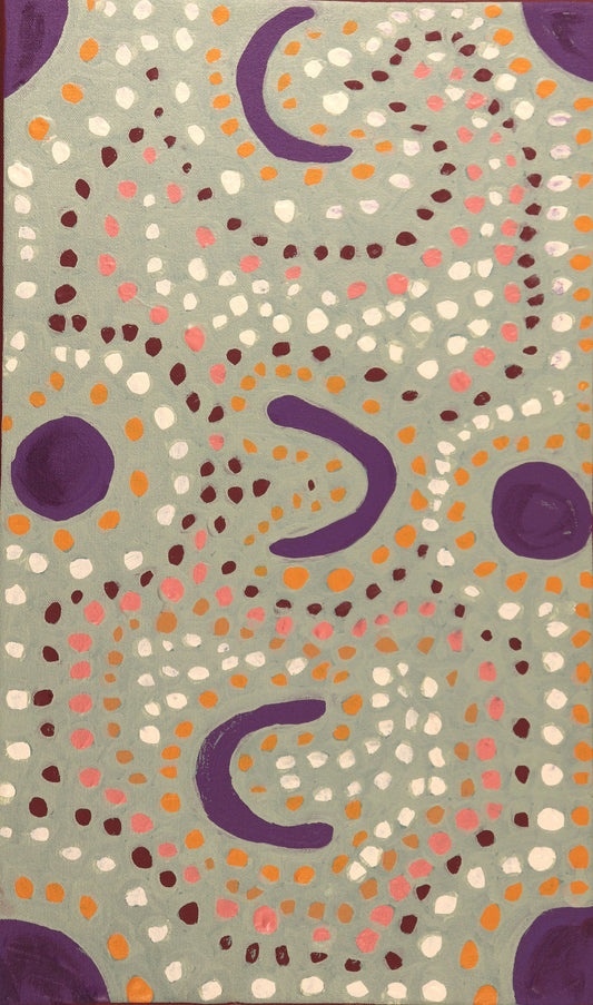 346-26 Marks and Patterns of Ceremony and Story Telling. 50x30cm acrylic on canvas