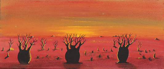 426-26 Jumulu or Jamarlu - Kimberley Boab Tree. 30x70cm acrylic on canvas